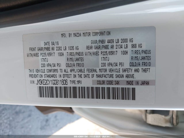 JM3KE2CY1G0811606 Mazda Cx-5 Touring