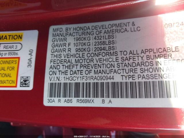 2024 HONDA ACCORD 1HGCY1F31RA090944 Photo 8
