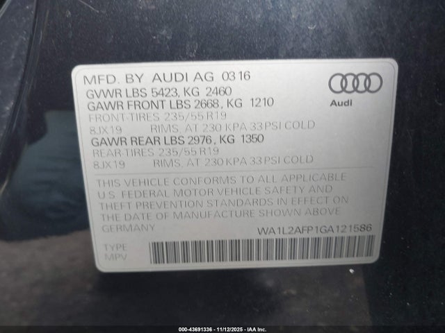 2016 AUDI Q5 WA1L2AFP1GA121586 Photo 8