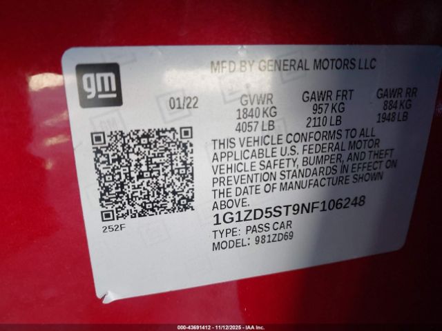 2022 CHEVROLET MALIBU 1G1ZD5ST9NF106248 Photo 8