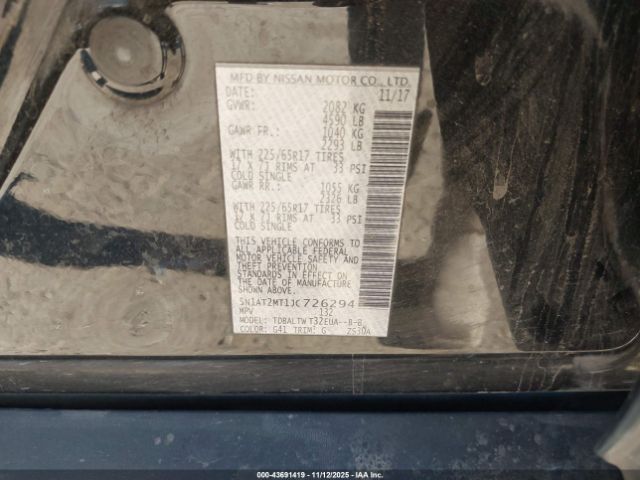 2018 NISSAN ROGUE 5N1AT2MT1JC726294 Photo 8