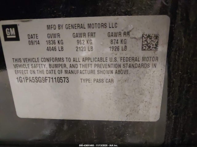 1G1PA5SG9F7110573 Chevrolet Cruze Ls Auto