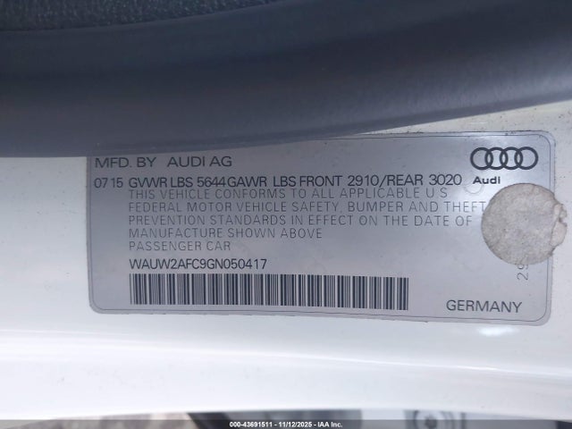2016 AUDI S7 WAUW2AFC9GN050417 Photo 8