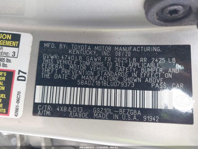 2020 LEXUS ES 350 58ADZ1B18LU079373 Photo 8