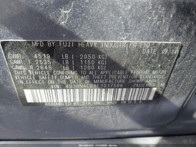 2015 SUBARU LEGACY 4S3BNAC68F3017586 Photo 8