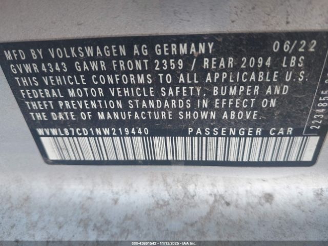 2022 VOLKSWAGEN GOLF GTI WVWL87CD1NW219440 Photo 8