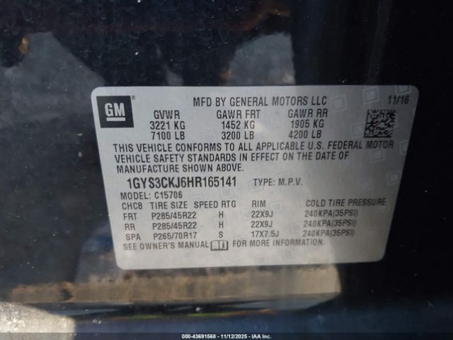 2017 CADILLAC ESCALADE 1GYS3CKJ6HR165141 Photo 8