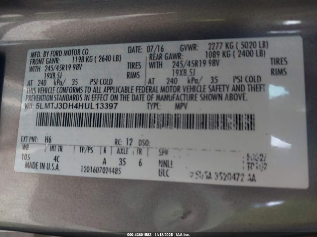 2017 LINCOLN MKC 5LMTJ3DH4HUL13397 Photo 8