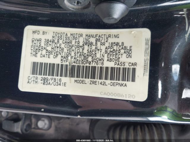 2013 TOYOTA COROLLA 5YFBU4EE9DP077616 Photo 8