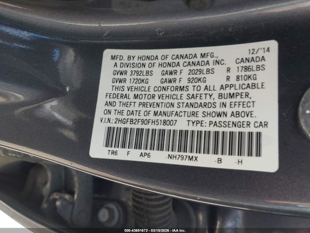 Honda Civic Ex-l 2015 2HGFB2F90FH518007 Image 9