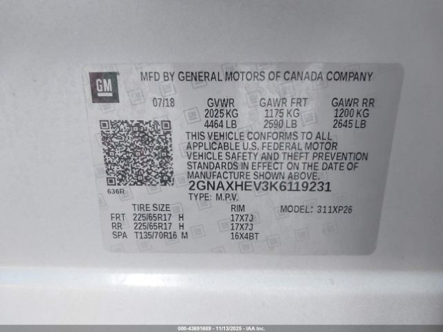 2019 CHEVROLET EQUINOX 2GNAXHEV3K6119231 Photo 8