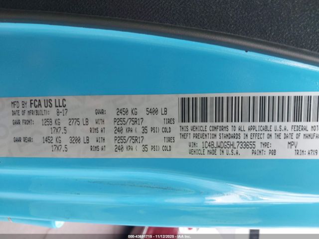 2017 JEEP WRANGLER UNLIMITED 1C4BJWDG5HL733655 Photo 8