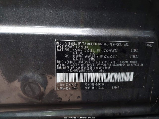 4T3MWRFV0SU172826 Toyota Rav4 Hybrid Le