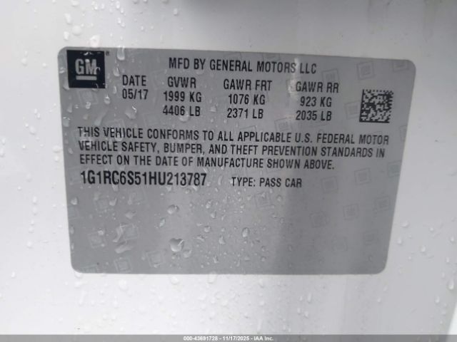2017 CHEVROLET VOLT 1G1RC6S51HU213787 Photo 8
