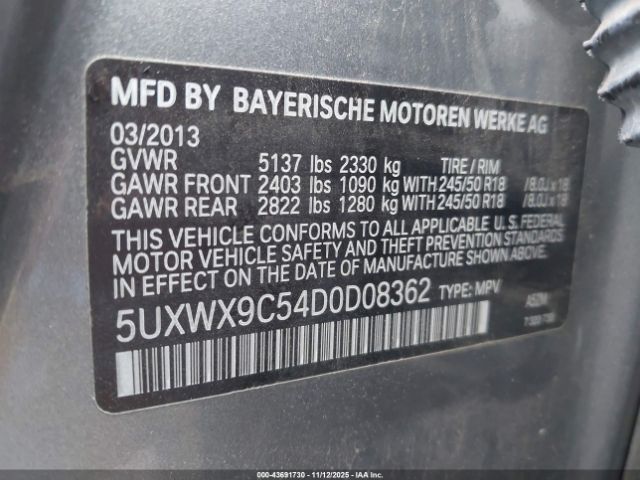 2013 BMW X3 5UXWX9C54D0D08362 Photo 8