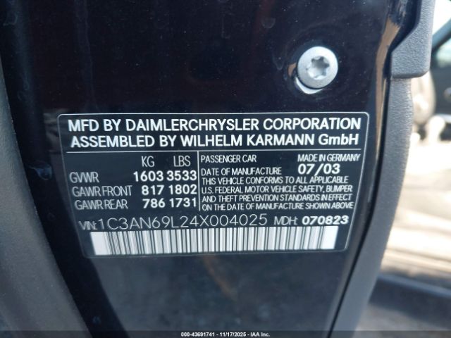 2004 CHRYSLER CROSSFIRE 1C3AN69L24X004025 Photo 8