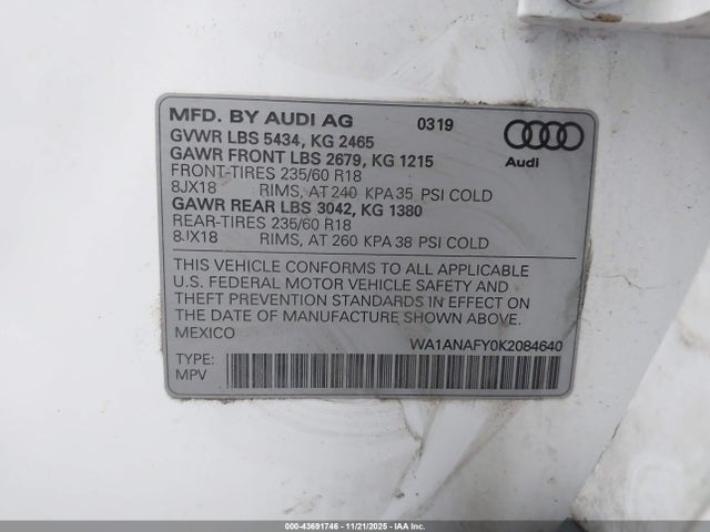2019 AUDI Q5 WA1ANAFY0K2084640 Photo 8