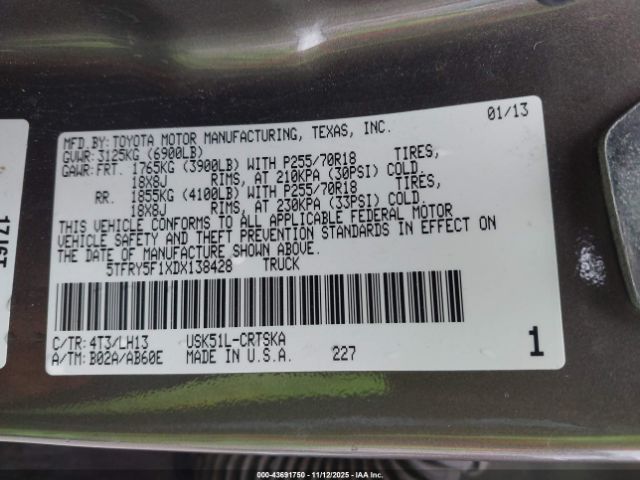 2013 TOYOTA TUNDRA 5TFRY5F1XDX138428 Photo 8