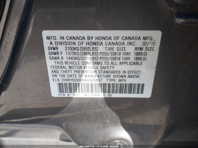 2010 ACURA MDX 2HNYD2H69AH509457 Photo 8