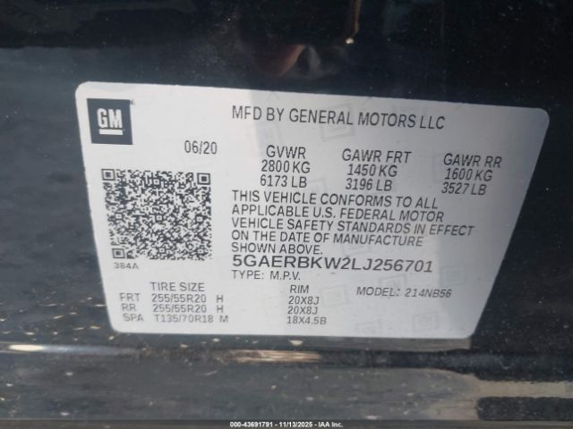 2020 BUICK ENCLAVE 5GAERBKW2LJ256701 Photo 8