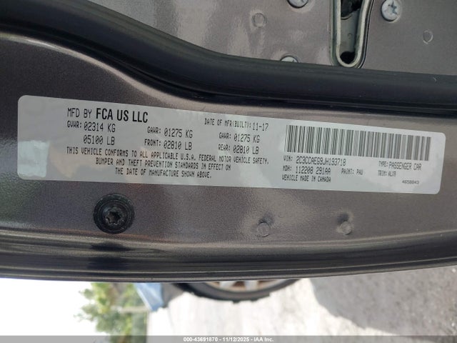 Продаж на аукціоні авто 2018 Chrysler 300 Limited, vin: 2C3CCAEG9JH193718, номер лоту: 43691870