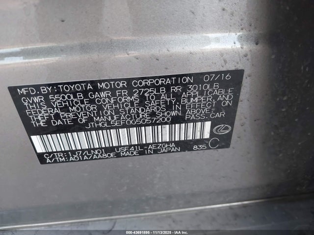 2016 LEXUS LS 460 JTHGL5EF0G5057200 Photo 8