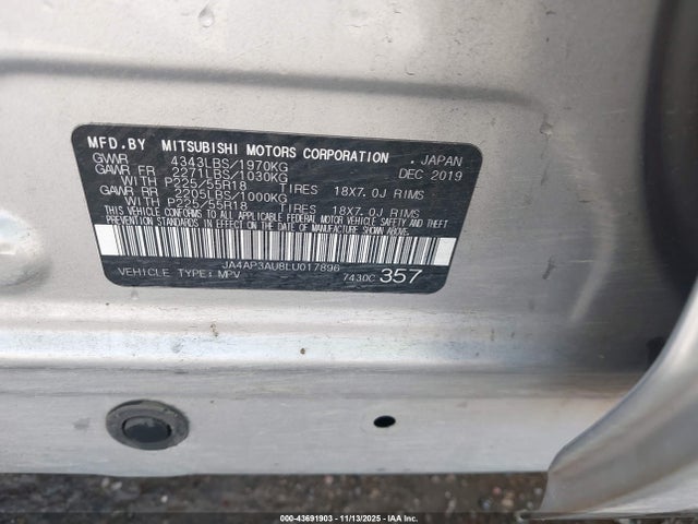 2020 MITSUBISHI OUTLANDER SPORT JA4AP3AU8LU017896 Photo 8