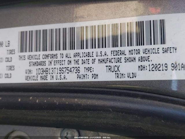 2009 DODGE RAM 1500 1D3HB13T19S754736 Photo 8