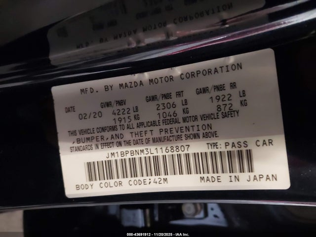 JM1BPBNM3L1168807 Mazda Mazda3 Premium Package