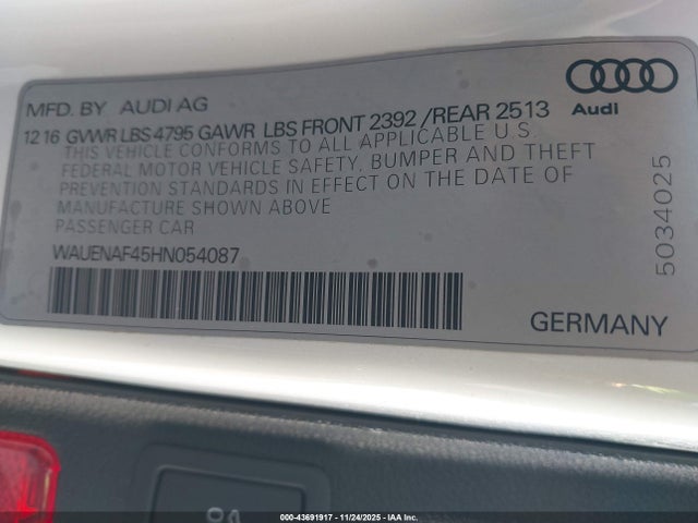2017 AUDI A4 WAUENAF45HN054087 Photo 8