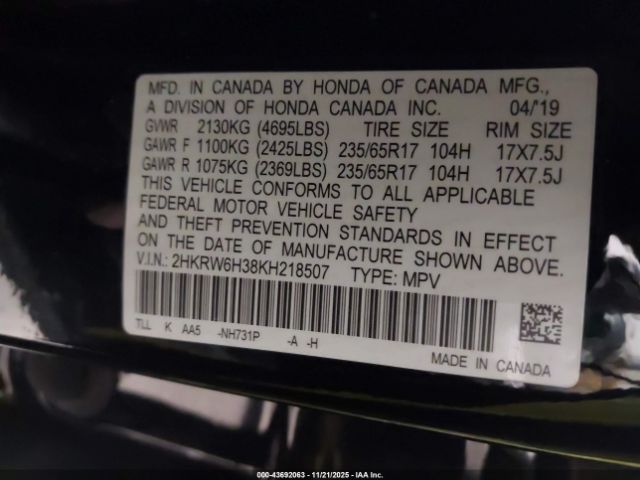 2019 HONDA CR-V 2HKRW6H38KH218507 Photo 8