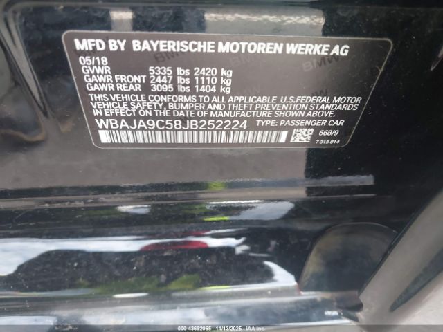 2018 BMW 530E WBAJA9C58JB252224 Photo 8