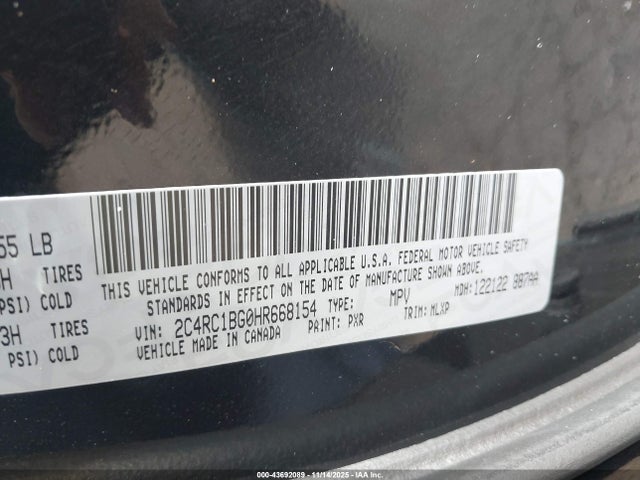 Aukcja sprzedaży 2017 Chrysler Pacifica Touring-l, vin: 2C4RC1BG0HR668154, numer aukcji: 43692089