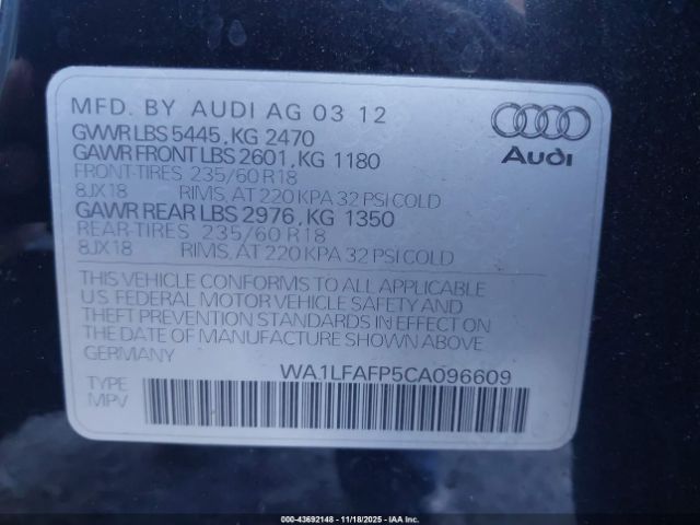 2012 AUDI Q5 WA1LFAFP5CA096609 Photo 8