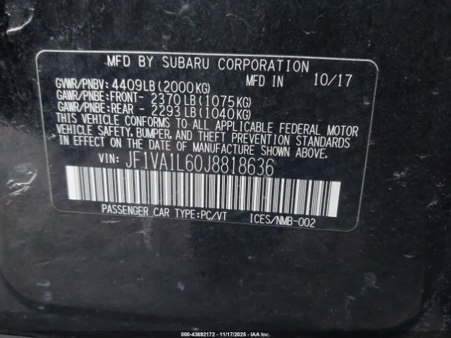 2018 SUBARU WRX JF1VA1L60J8818636 Photo 8