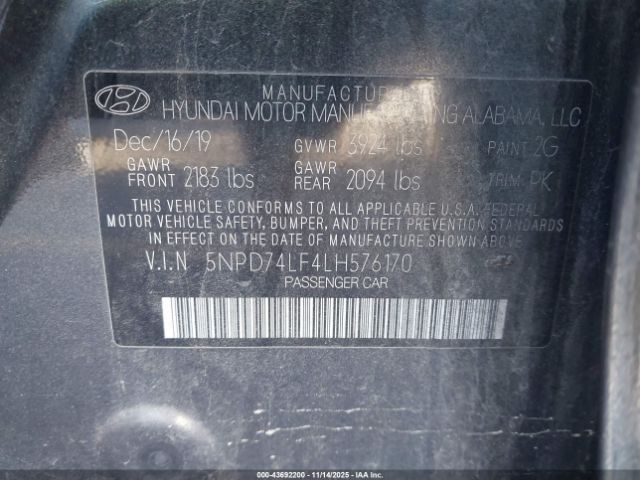 2020 HYUNDAI ELANTRA 5NPD74LF4LH576170 Photo 8