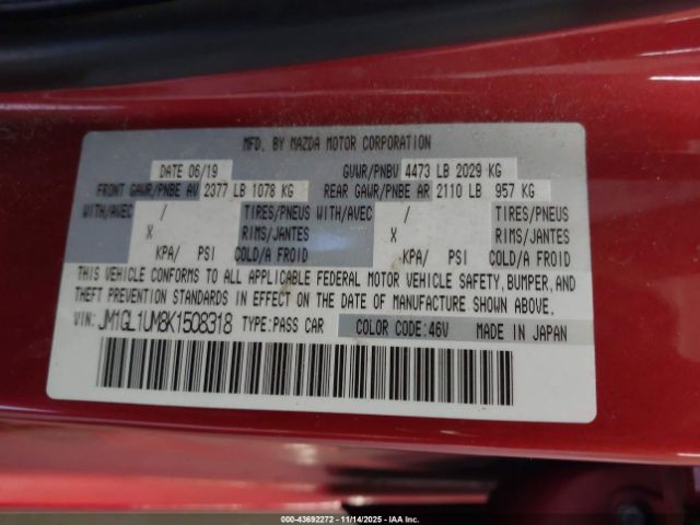 2019 MAZDA MAZDA6 JM1GL1UM8K1508318 Photo 8