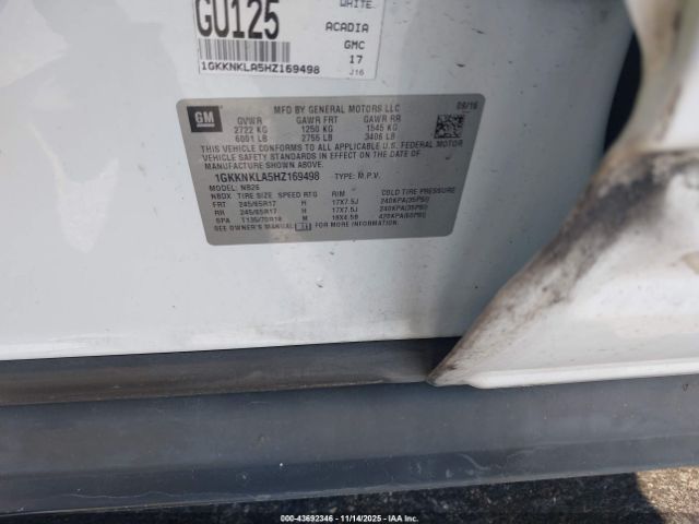 2017 GMC ACADIA 1GKKNKLA5HZ169498 Photo 8