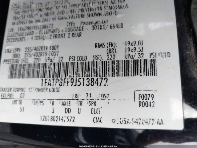 2018 FORD MUSTANG 1FATP8FF9J5138472 Photo 8