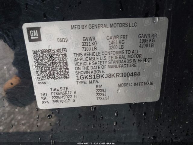 2019 GMC YUKON 1GKS1BKJ8KR390484 Photo 8