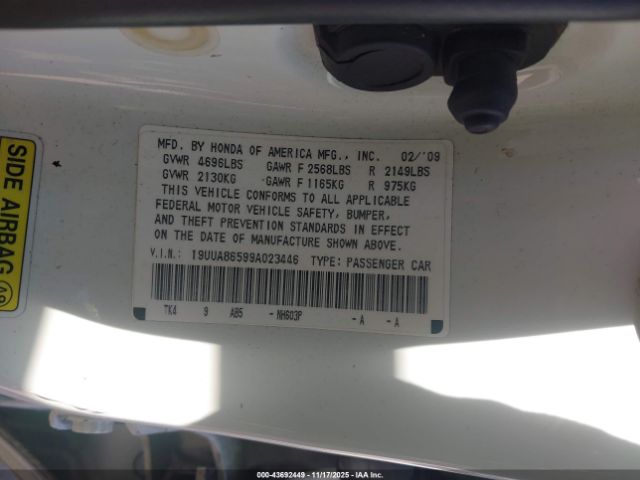 2009 ACURA TL 19UUA86599A023446 Photo 8