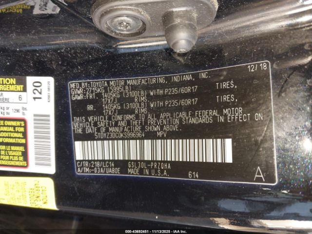 2019 TOYOTA SIENNA 5TDYZ3DC0KS996964 Photo 8