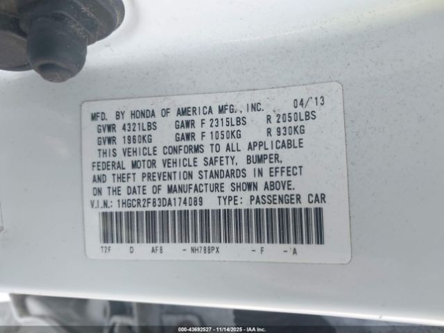 2013 HONDA ACCORD SDN 1HGCR2F83DA174089 Photo 8