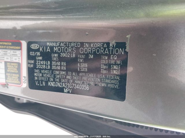 2016 KIA SOUL KNDJN2A21G7340356 Photo 8