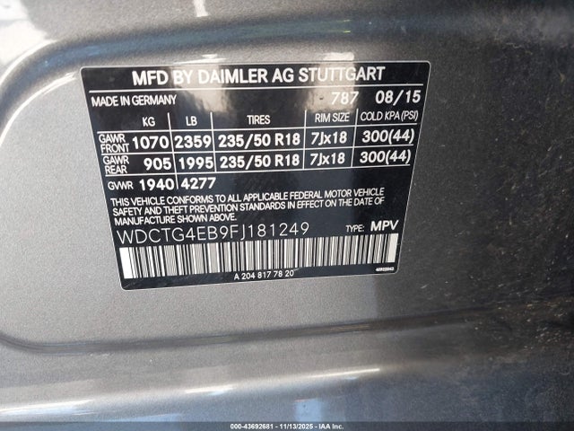 2015 MERCEDES-BENZ GLA 250 WDCTG4EB9FJ181249 Photo 8