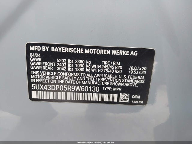 5UX43DP05R9W60130 BMW X3 Sdrive30i