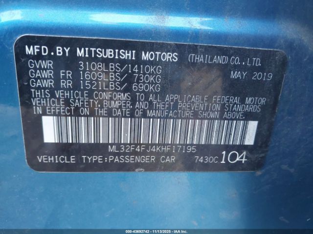 2019 MITSUBISHI MIRAGE G4 ML32F4FJ4KHF17195 Photo 8
