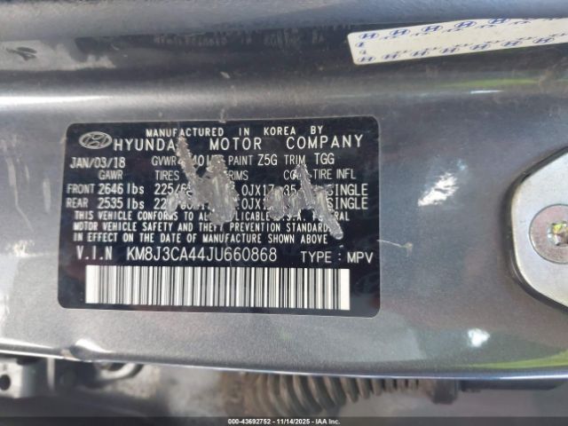 2018 HYUNDAI TUCSON KM8J3CA44JU660868 Photo 8