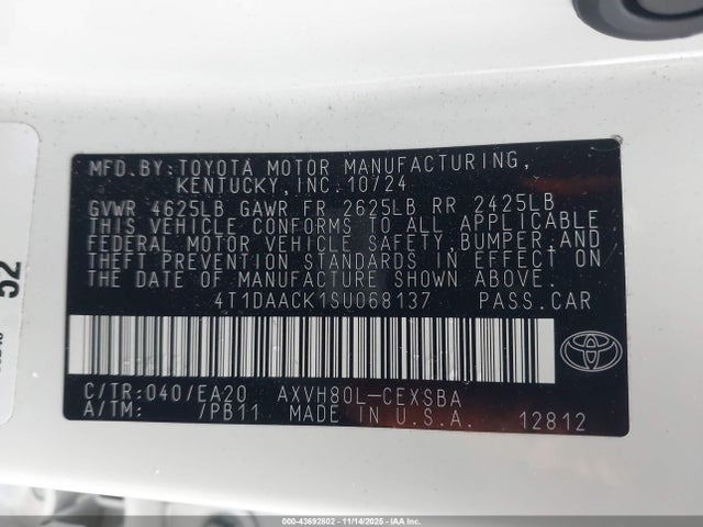 4T1DAACK1SU068137 Toyota CAMRY SE