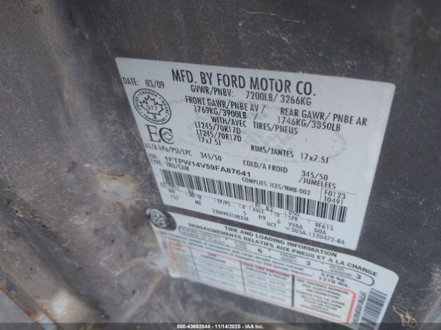 2009 FORD F-150 1FTPW14V59FA87641 Photo 8